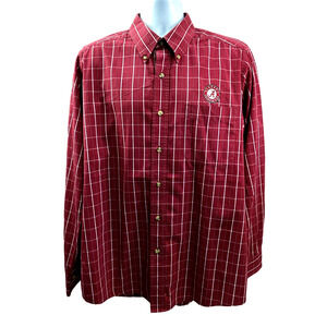 Antigua Alabama Red Button Down Long Sleeve Shirt Collared Men’s Large